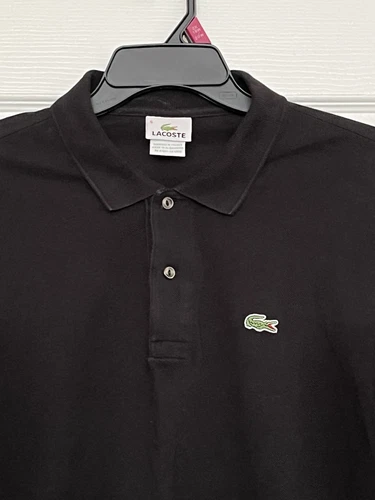 Lacoste Classic Pique Polo Shirt Large FR 5 Black Crocodile Logo Long Sleeve - Picture 1 of 7