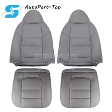 Driver & Passenger Side Leather Seat Cover Gray For 2001 Ford F-250 F-350 Lariat