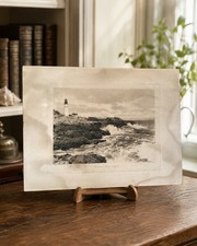 Antique 190506 Lamson Studio Portland Head Light Maine Aquatint Print Antique 190506 Lamson Studio Portland Head Light Maine Aquatint Print