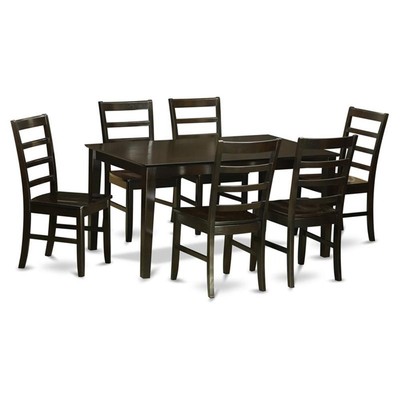 East West Furniture Capri 7-piece Wood Dining Set in Cappuccino