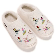 XL 11-12 Muk Luks Ski Winter Memory Foam Ivory White Warm Cozy Comfort Slippers