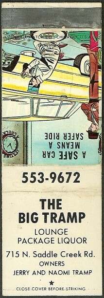 TAVERN vintage ~ THE BIG TRAMP ~ matchbook cover OMAHA, NE nebraska BAR