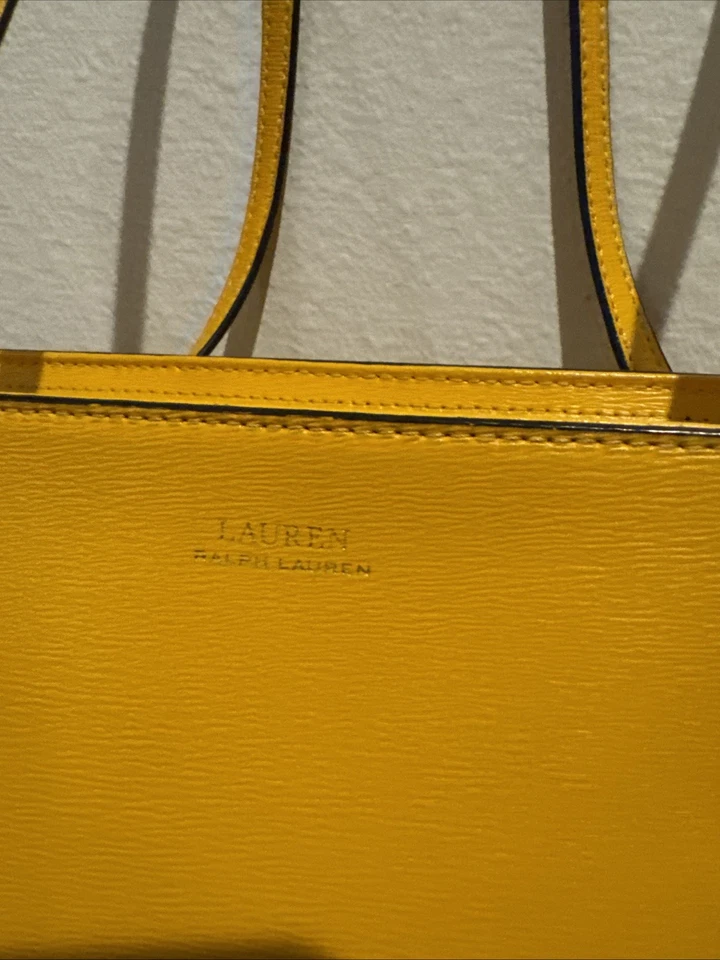 Lauren Ralph Lauren Yellow Mango Leather Zip Satchel Bag - Image 3 of 4