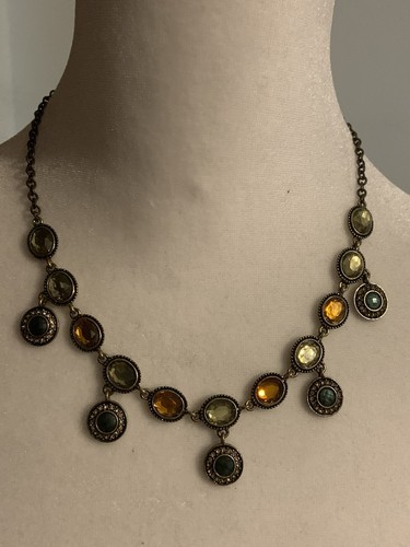 Lia Sophia Earrings, Bracelet, Necklace Set Antique Gold Tone Brown - Picture 2 of 9