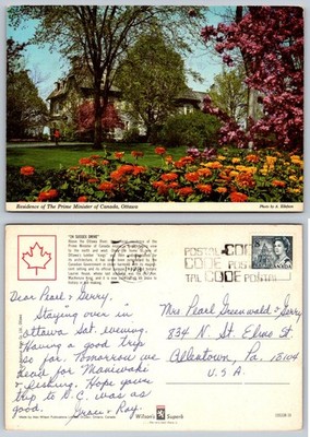 Ottawa Canada Prime Minister's Residence 24 Sussex Drive Postcard