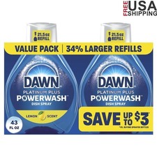 Powerwash Spray Refill Dish Soap Lemon 2 Pack 43 Fl Oz Grease Cleaner 5X Faster 0.38 per fl oz