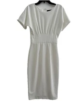 Antonio Melani Liz Pleated Sheath Dress Cap Sleeve Ivory Sz 0 NWT $159
