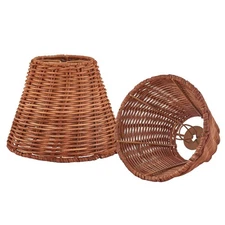 Mini Lamp Shades SET OF 2 Boho Rattan Hand Woven CLIP ON tapered bulb Lampshades