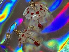 Gold Colorful Umbrella Drop Dangle Earrings Cute Trendy