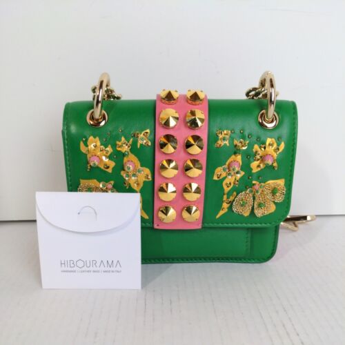Beautiful Decorative Leather handbag/ Purse Made In Italy HIBOURAMA - Picture 1 of 12