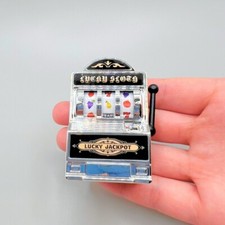 Mini máquina tragamonedas imán de nevera - decoración retro de casino arcade con palanca de trabajo