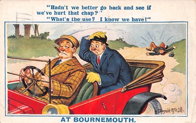 POSTKARTE DONALD MCGILL BOURNEMOUTH AUTOFAHREN THEMA UNFALL JAPI