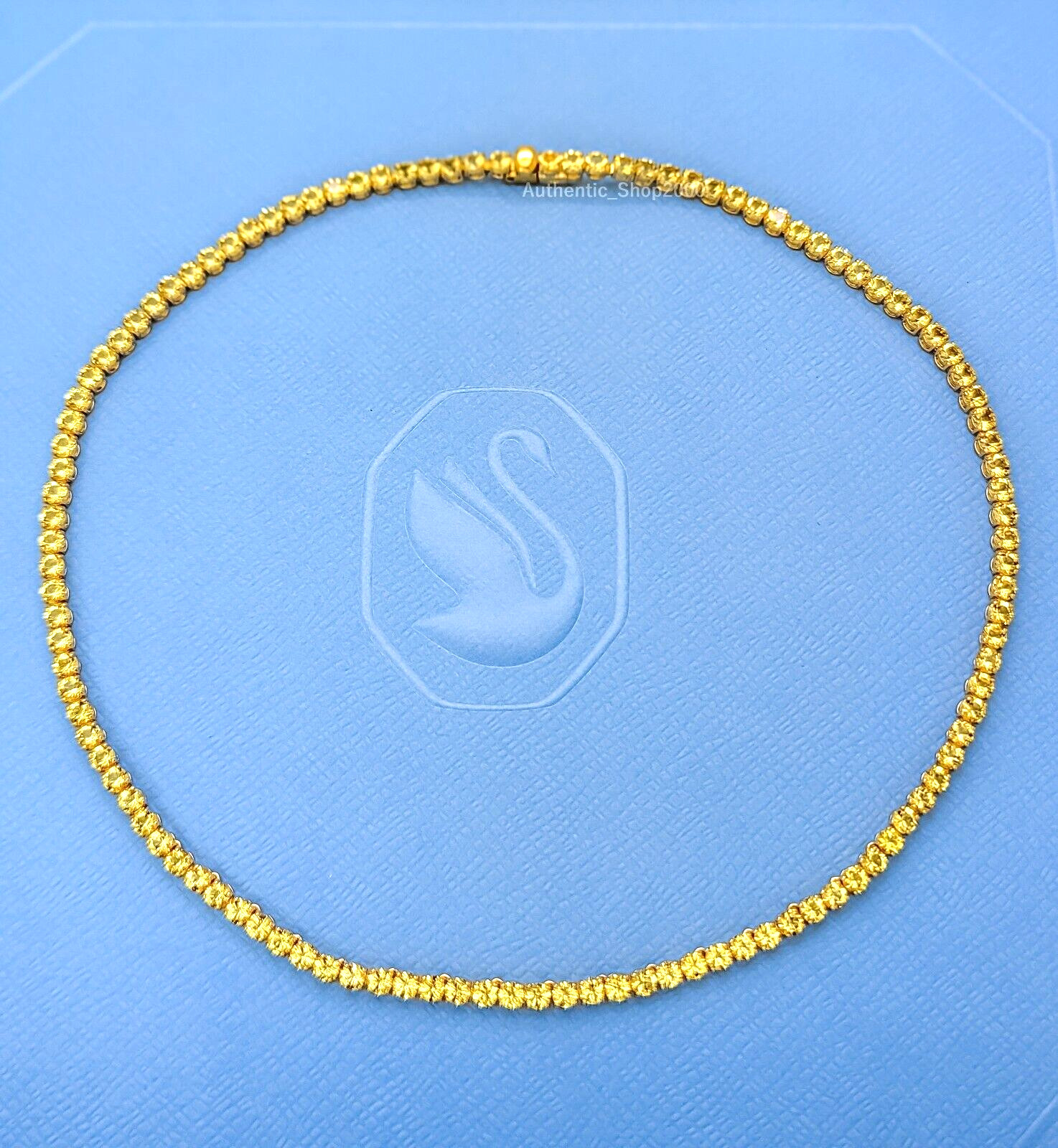 NEW 100% Authentic SWAROVSKI Yellow Crystals Gold Matrix Tennis Necklace 5681799