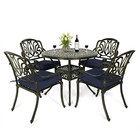 5-Piece Patio Dining Set Cast Aluminum Outdoor Furniture Set w/ 4 Chairs & Table