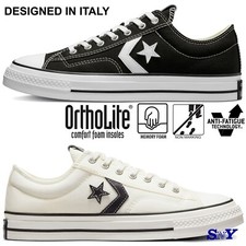CONVERSE Men's Star Player 76 Low Top Canvas Sneakers Cushioned Black White New