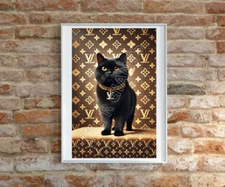 LOUIS VUITTON LUXURY CAT 11x17 Art Poster