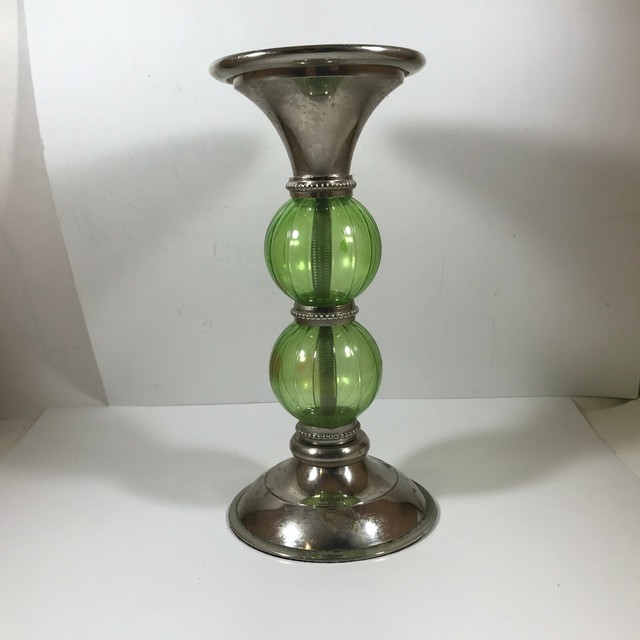 Kohls Green Glass Pedestal Candle Holder eBay
