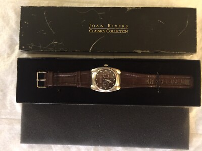 JOAN RIVERS LUXE, SPORT, CROCO EMBOSSED LEATHER STRAP WATCH,  NEW BATTERY NICE.