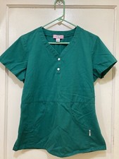 koi by Kathy Peterson Scrub Top M Green Short Sleeves Harlow Body Nurse Medical