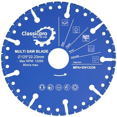 Classicpro 125mm Angle Grinder Diamond Coated Multi Cutter Saw Blade Cuts Ferro - Image 1 of 4