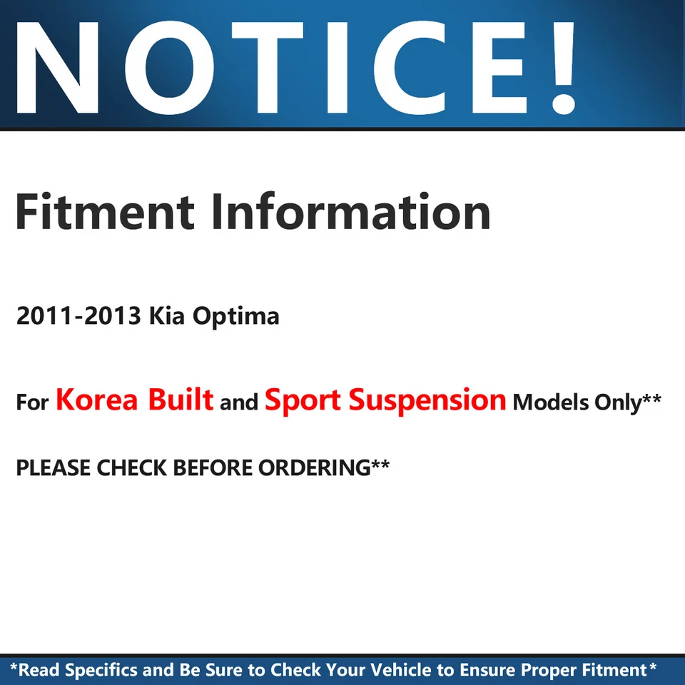 351mm Front Struts w/ Coil Spring Assembly + Sway Bars for 2011 2012 Kia Optima — 第 3/4 张图片