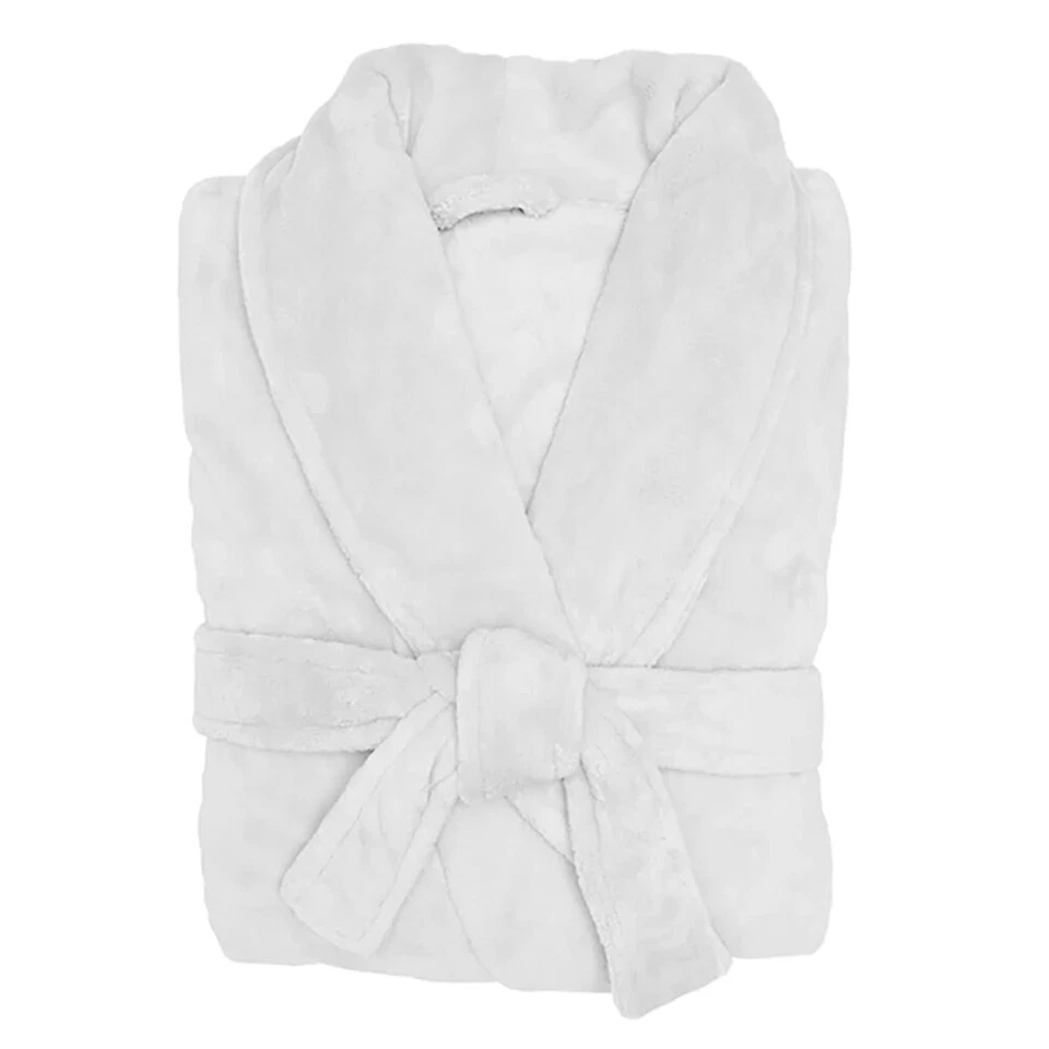 Bambury M/L 122cm Microplush Unisex/Mens/Womens Adult Soft Plush Bath Robe White