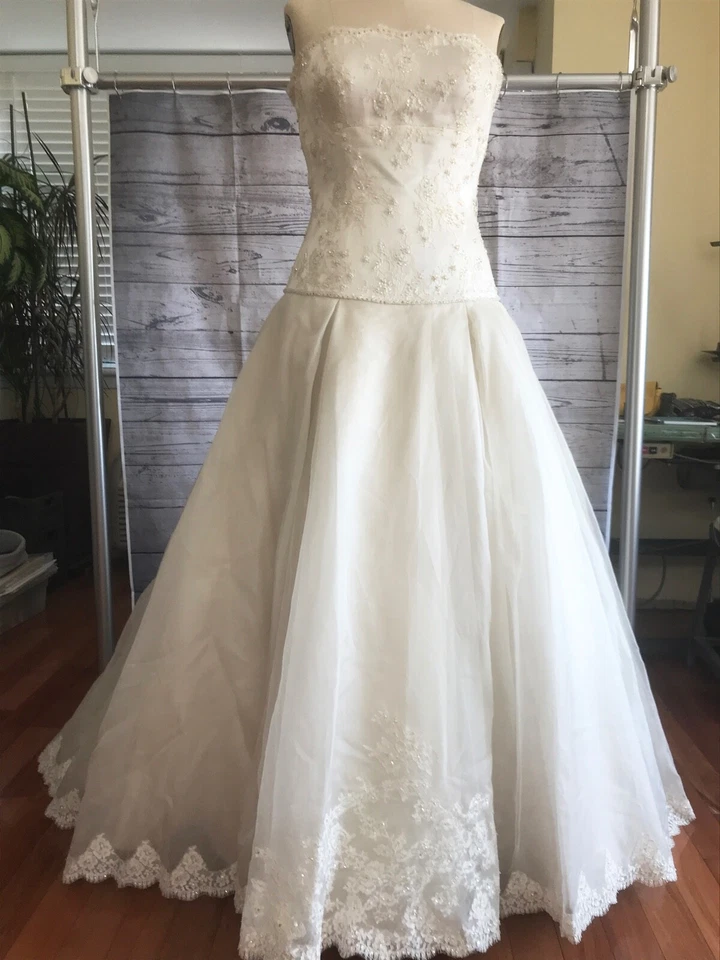 Vestido de novia Season Blanche Couture marfil vintage seda organza/encaje talla 12 Foto 2 de 4