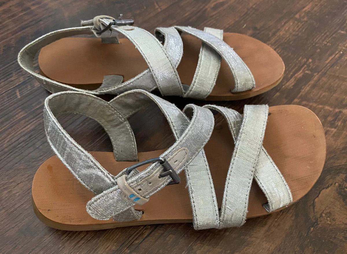 Toms girls silver sandals sz 1 eBay
