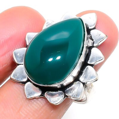 Green Onyx Gemstone Handmade Fashion 925 Sterling Silver Jewelry Ring 6.5'' E827