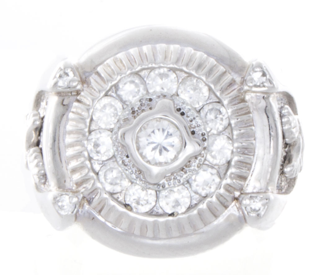 Мужское кольцо из чистого серебра с белыми круглыми камнями CZ 11390₽