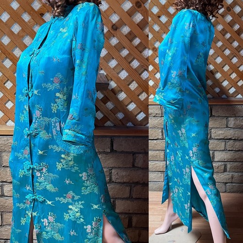 Fabulous VINTAGE Chinoiserie Satin DUSTER Jacket Size Small - Picture 10 of 24