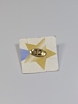 Number 12 Lapel Pin Very Small Size Screw-Back Gold Color Metal   