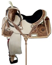 16" Circle S BARREL SADDLE Sunflower tooling Matching Bridle Breast Collar set