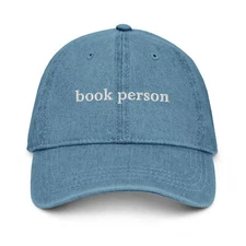 Book Person Denim Hat, Book Person Embroidered Hat