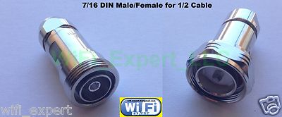 7/16 DIN Male and Female center clamp for 1/2'' corrugated cable RF connector USA