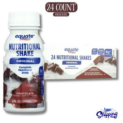 Equate Original Meal Replacement Nutritional Shakes, Chocolate, 8 Oz, 24 Count