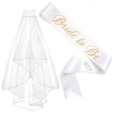 Bachelorette Party Bride To Be Sash And Veil Bridal Shower Decor Kit