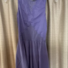 Balera Purple Mesh Dance Leotard Scalloped Skirt Overlay Open Back Women