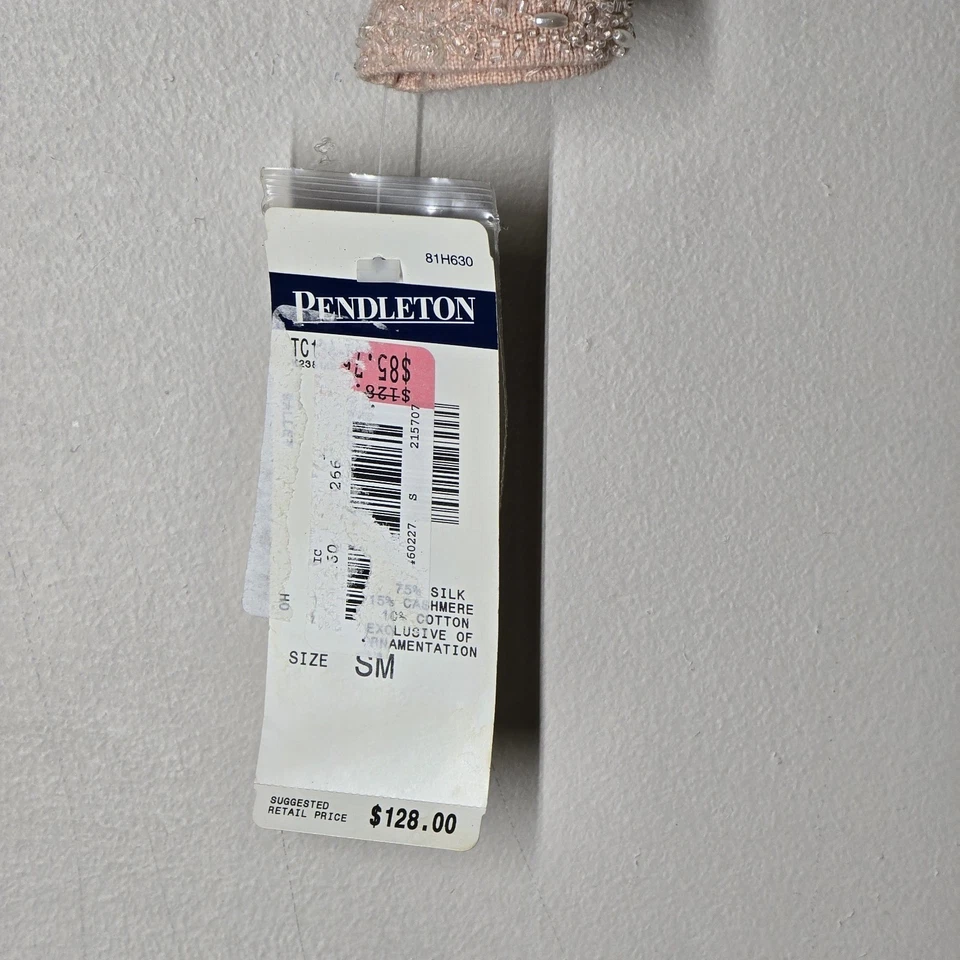 Nuevo con etiquetas Cárdigan Pendleton Rosa Con Cuentas Seda Cachemira Suéter Preppy Cottagecore Foto 2 de 4