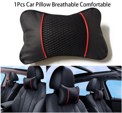 Universal Car Seat Headrest Head Neck Cushion Rest Pillows Black Pu Leather 1Pcs
