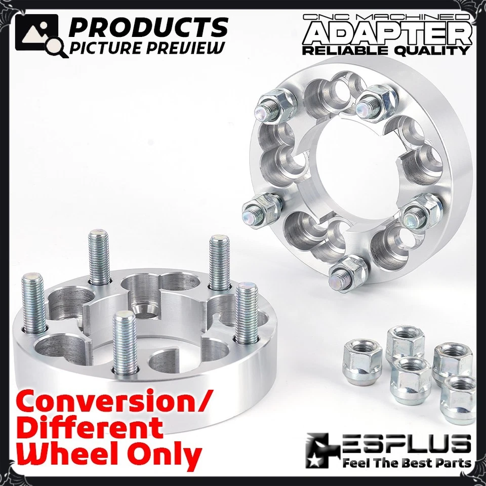 4x Ford 1.25" 5x4.5" Hub to 5x135mm Different Wheel Conversion Adapter 1/2-20 - Image 2 of 4