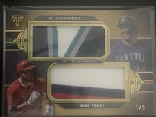 Topps Triple Threads Mike Trout Julio Rodriguez Dual Jumbo Relic Bookend 1/9