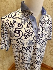 Greyson Golf Poloshirt Herren M Blau & Pink Snake Trendy Performance