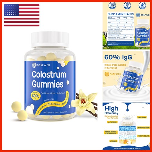 Sakpwer Bovine Colostrum Supplement Gummies - 60% Highest IgG, 90 ...