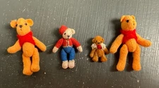 Miniature Jointed Teddy Bear Dollhouse Micro Mini Plush Toy Stuffed VTG Lot 4
