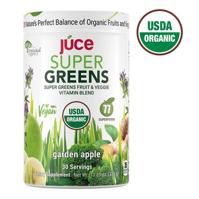 Terra Kai Juice Super Greens Organic Fruit Veggie Powder Apple 30 Servings