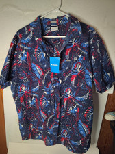 Columbia Rapid Rivers Red White Blue Floral Hawaiian Shirt Size XL Regular Fit