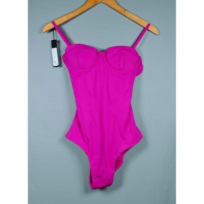 TA3 Pushy One Piece Swimsuit Hot Pink Lace Up Corset M Regular Long A/B cup