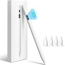 Stylus Pen for iPad 2025-2018 with Digital Power Display Fast white