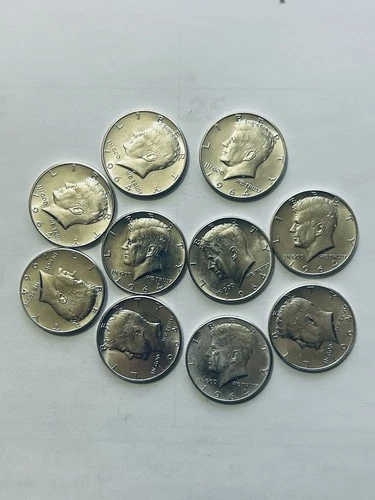 1964 D  Unc. Kennedy Half Dollars, 90% SILVER 10 Coin Lot